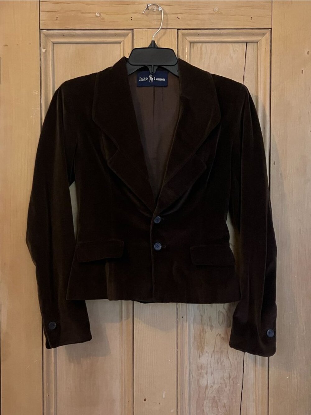 Ralph Lauren Blue Label Womens Vintage Velvet Blazer Jacket Size 6 Brown FA EXC